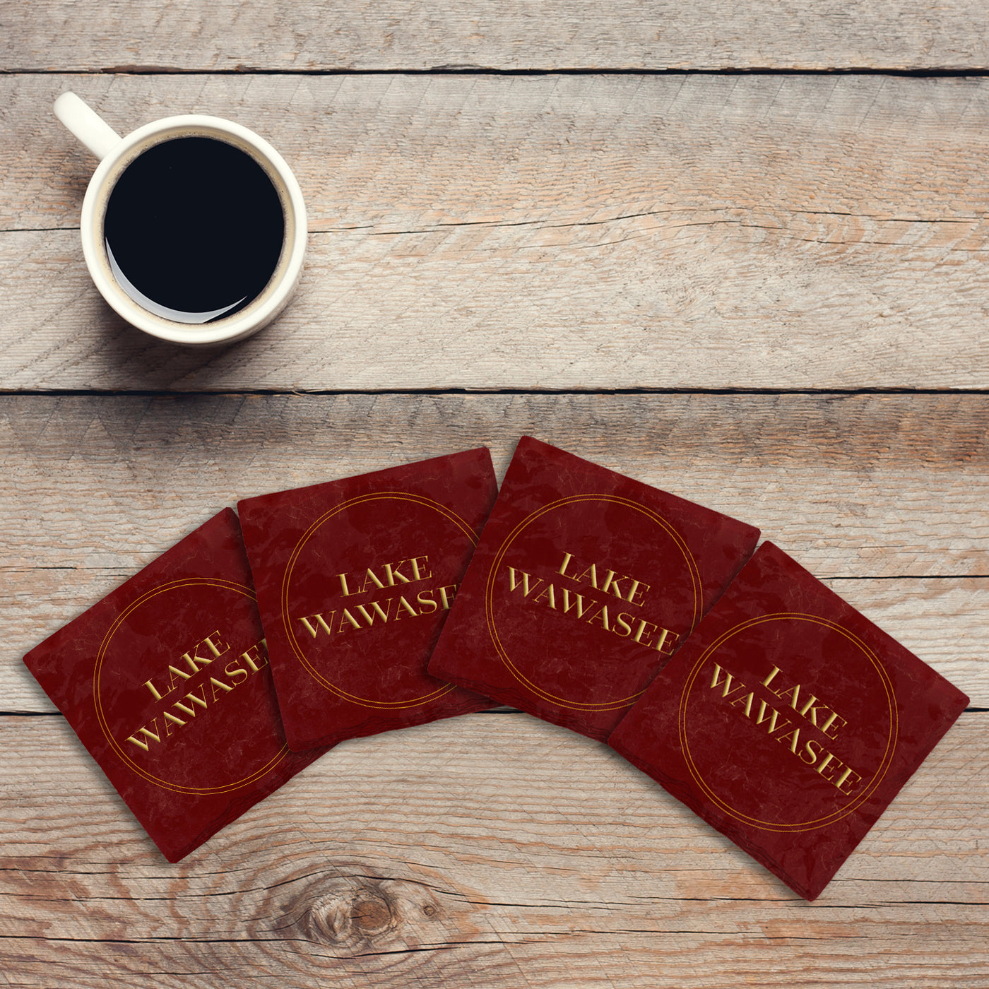 Customizable Garnet Gold Seal | Drink Coaster Set