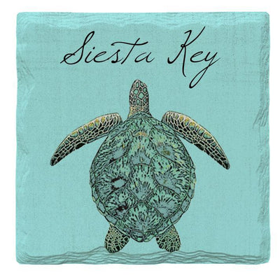 Siesta Key, Florida w/ Sea Turtle | Drink Coaster Set