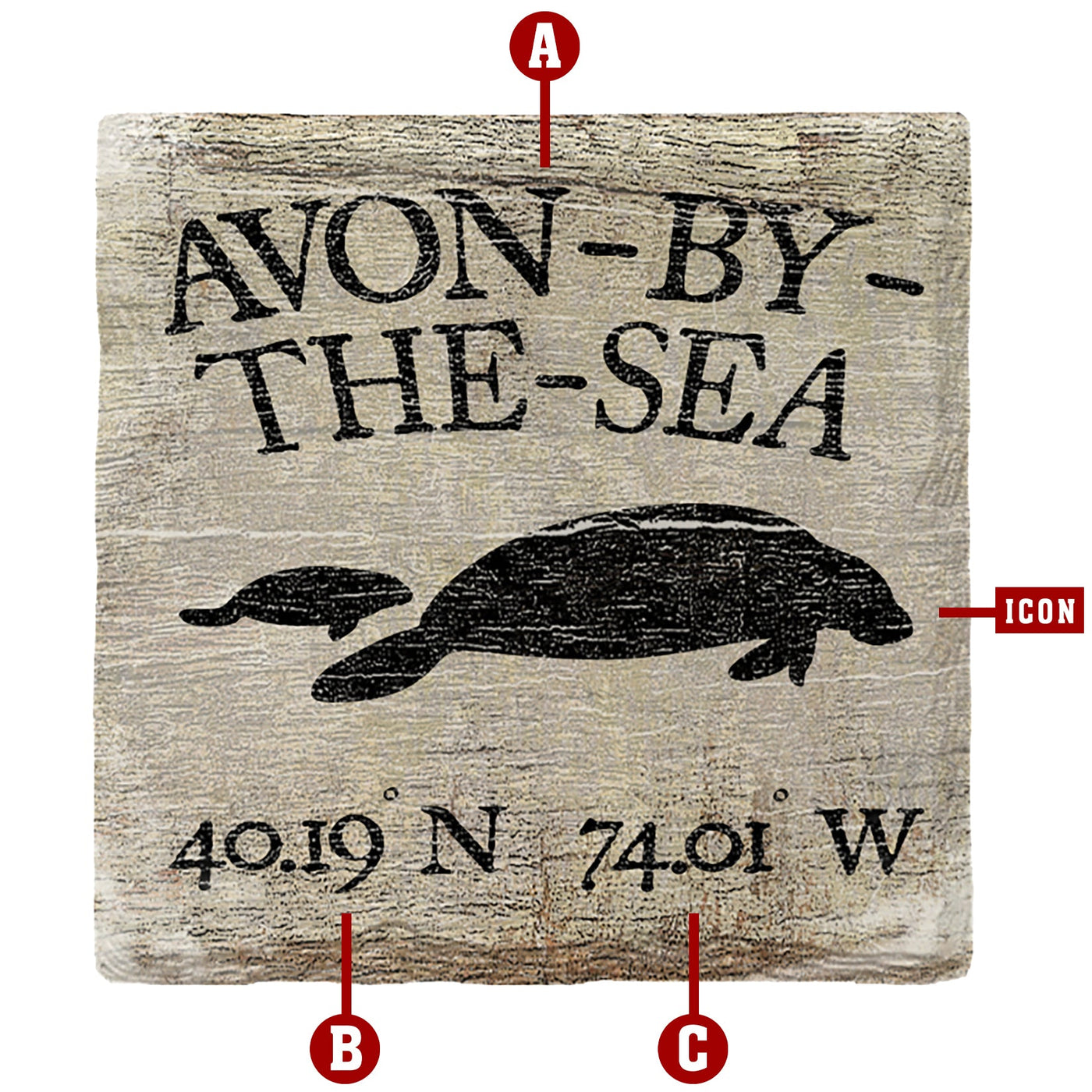 Customizable Manatee w/ Coordinates | Drink Coaster Set | Latitude Longitude