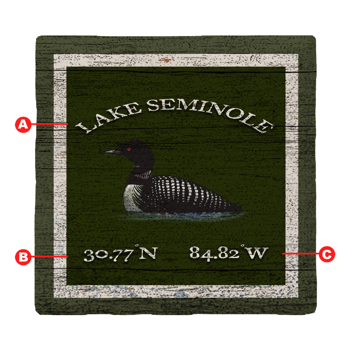 Customizable Lodge Green Loon w/ Coordinates | Drink Coaster Set