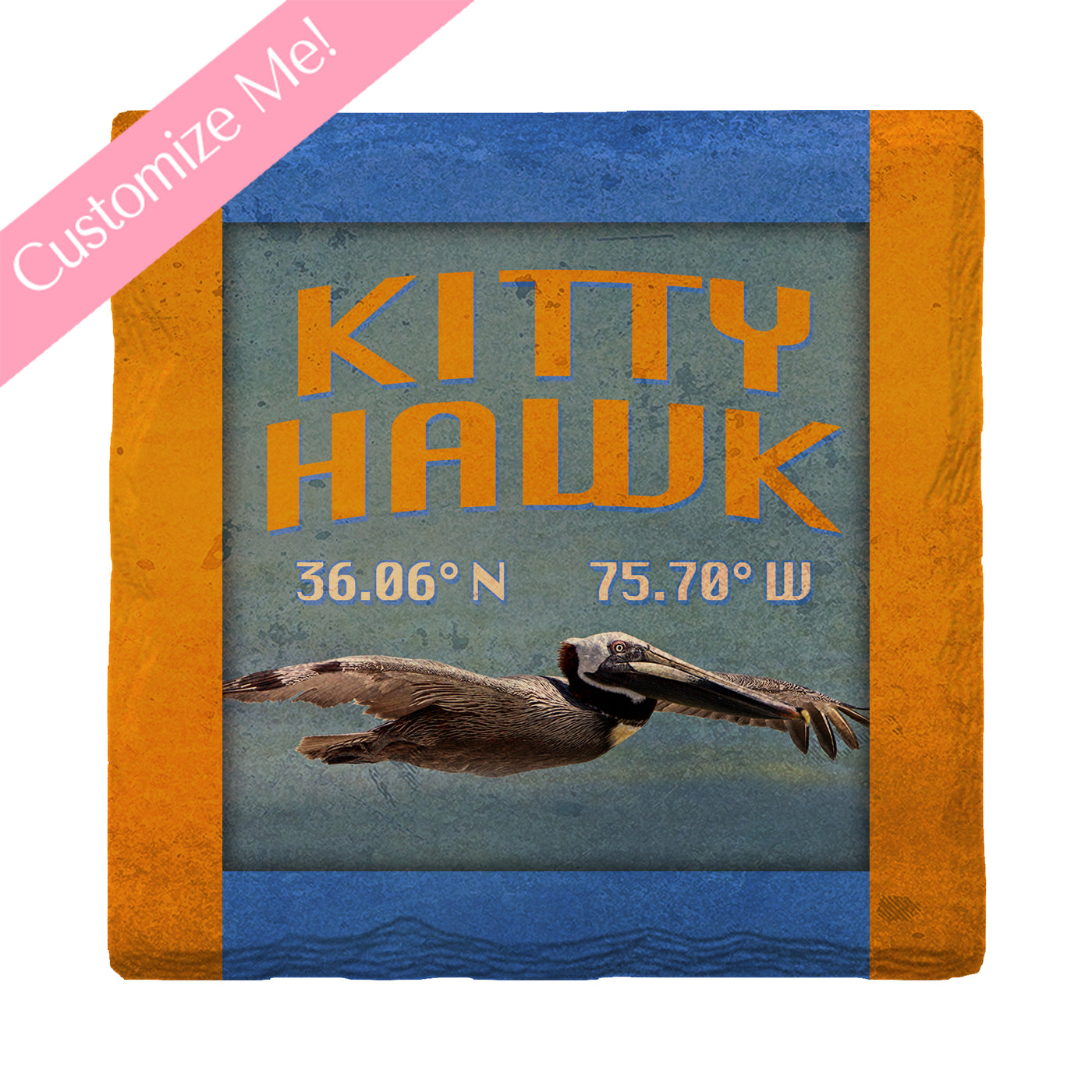 Customizable Pelican | Drink Coaster Set | Blue Orange