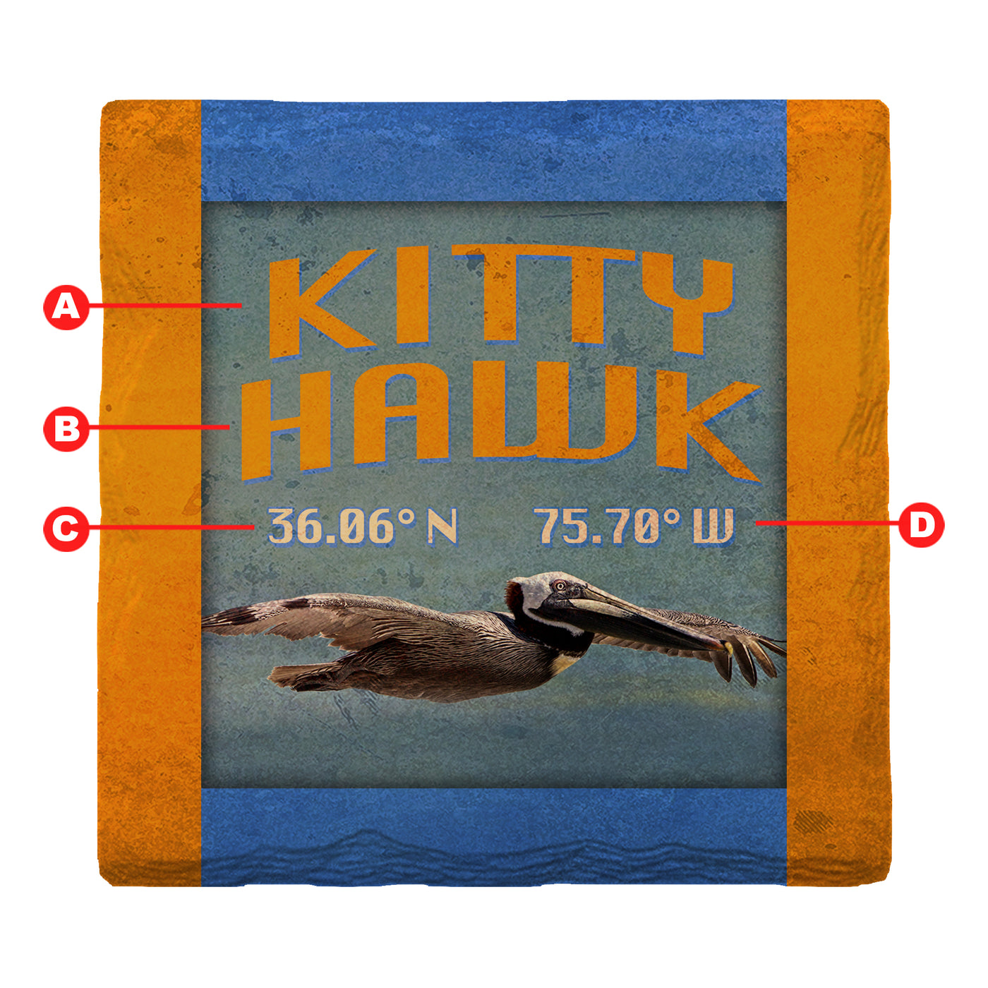 Customizable Pelican | Drink Coaster Set | Blue Orange