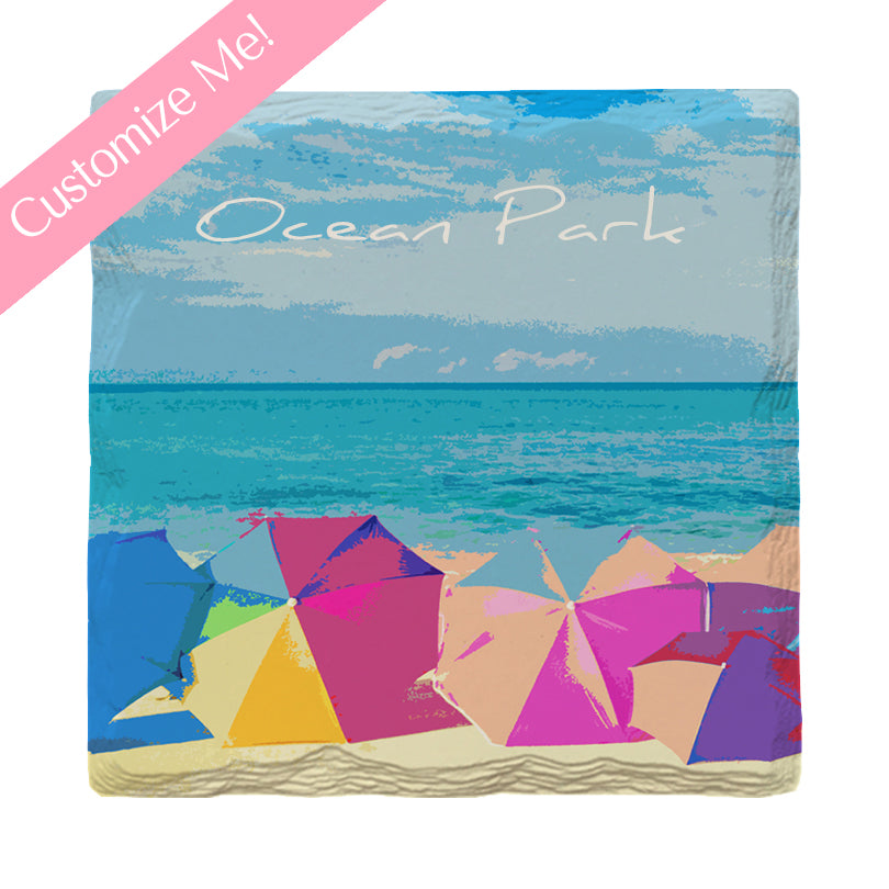 Customizable Colorful Beach Umbrellas | Drink Coaster Set