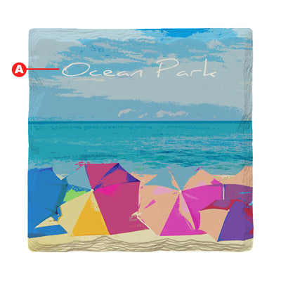 Customizable Colorful Beach Umbrellas | Drink Coaster Set