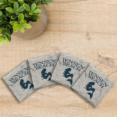 Customizable Mermaid | Drink Coaster Set | Navy & White