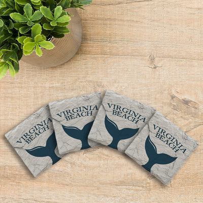 Customizable Whale's Tail | Drink Coaster Set | Navy & White