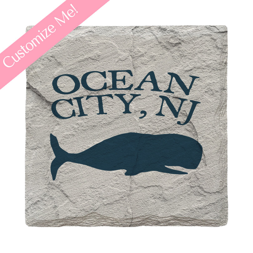 Customizable Whale | Drink Coaster Set | Navy & White