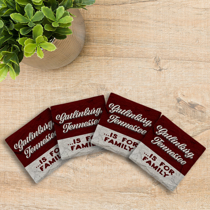 Customizable ...Is For  | Drink Coaster Set | Lodge Red