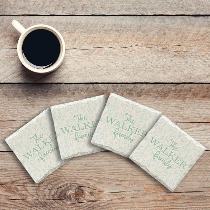 Customizable Leafy Greens Pattern | Drink Coaster Set