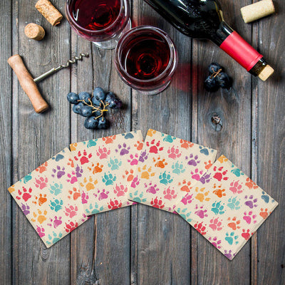 Colorful Dog Paws | Drink Coaster Set