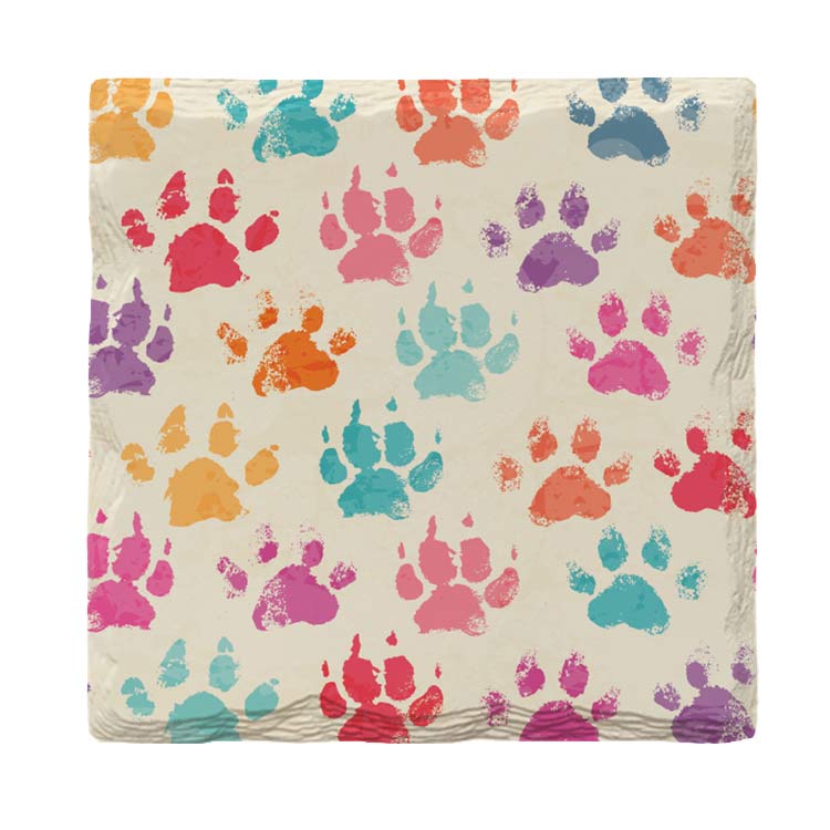 Colorful Dog Paws | Drink Coaster Set