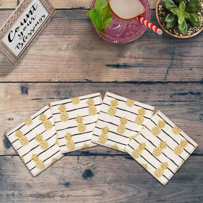 Golden Pineapples | Drink Coaster Set