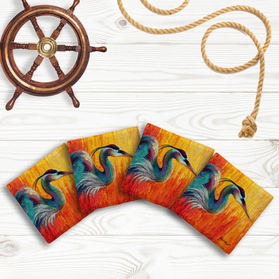 Heron Dreams | Drink Coaster Set | Artist: Marion Rose