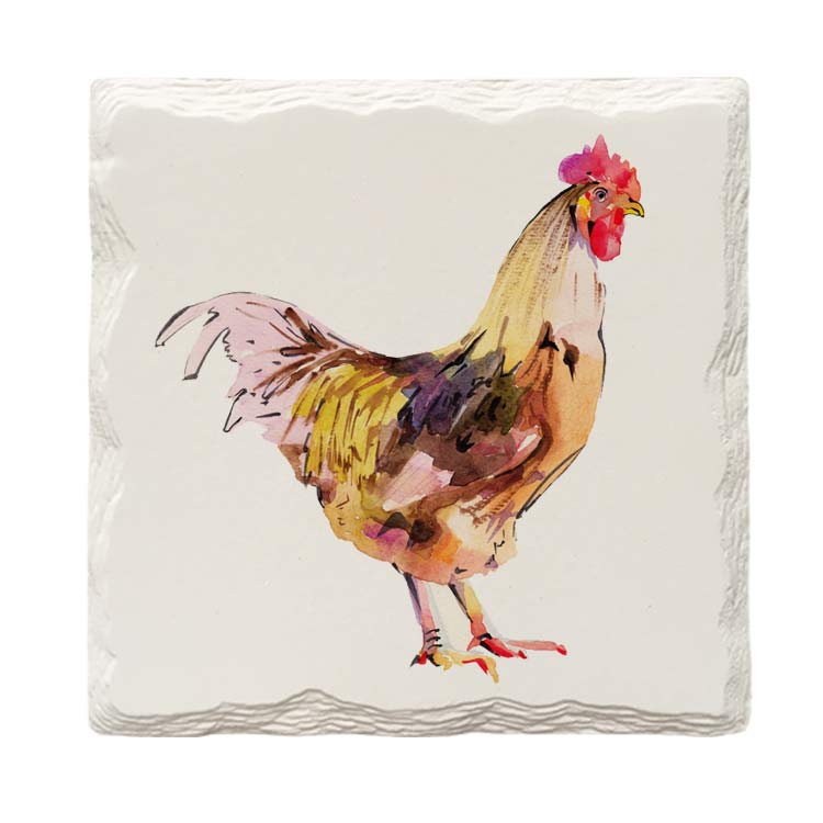 Watercolor Rooster | Drink Coaster Set