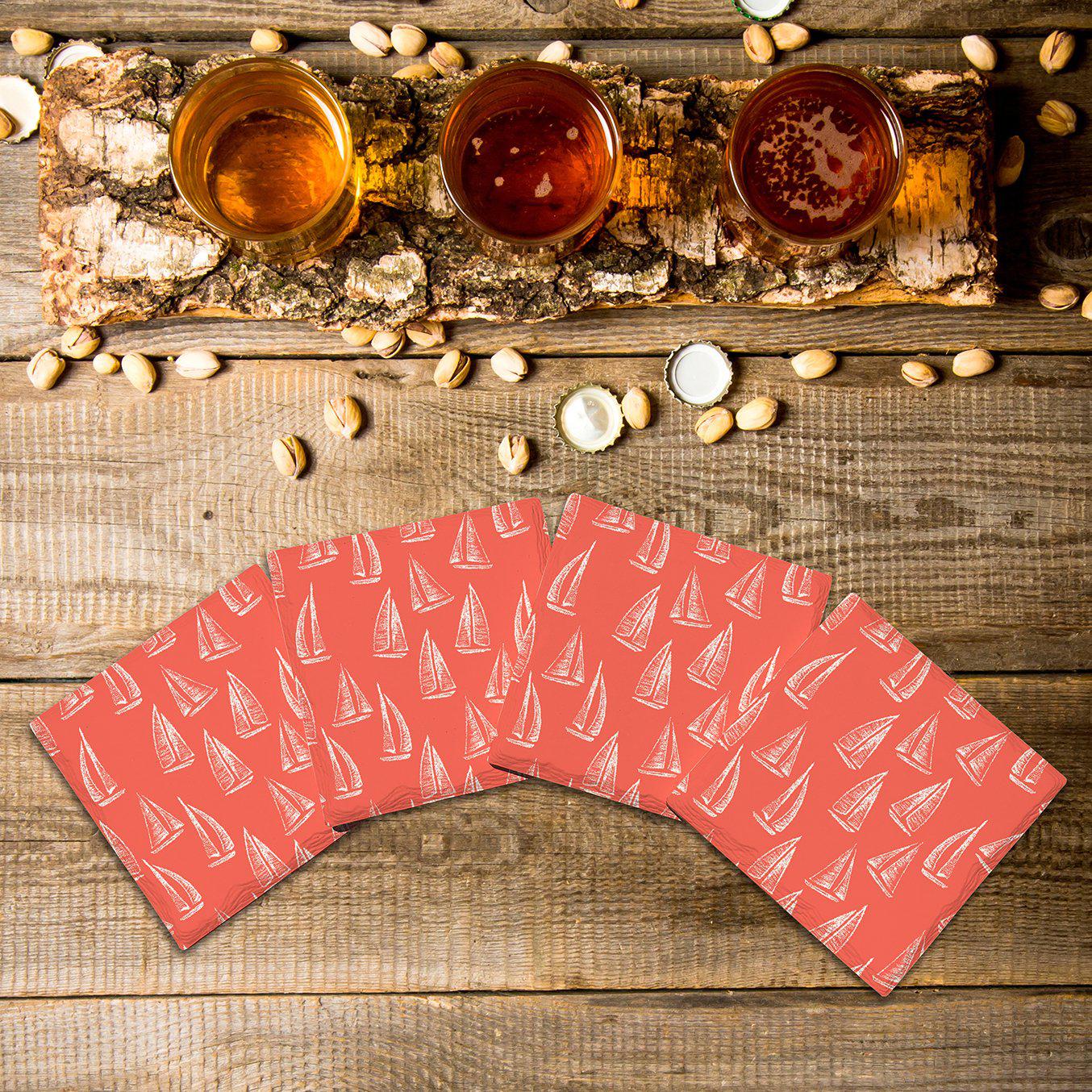 Coral Sailboats | Drink Coaster Set