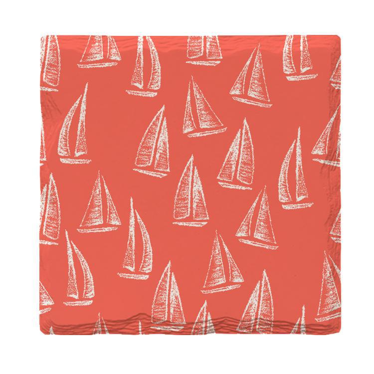 Coral Sailboats | Drink Coaster Set