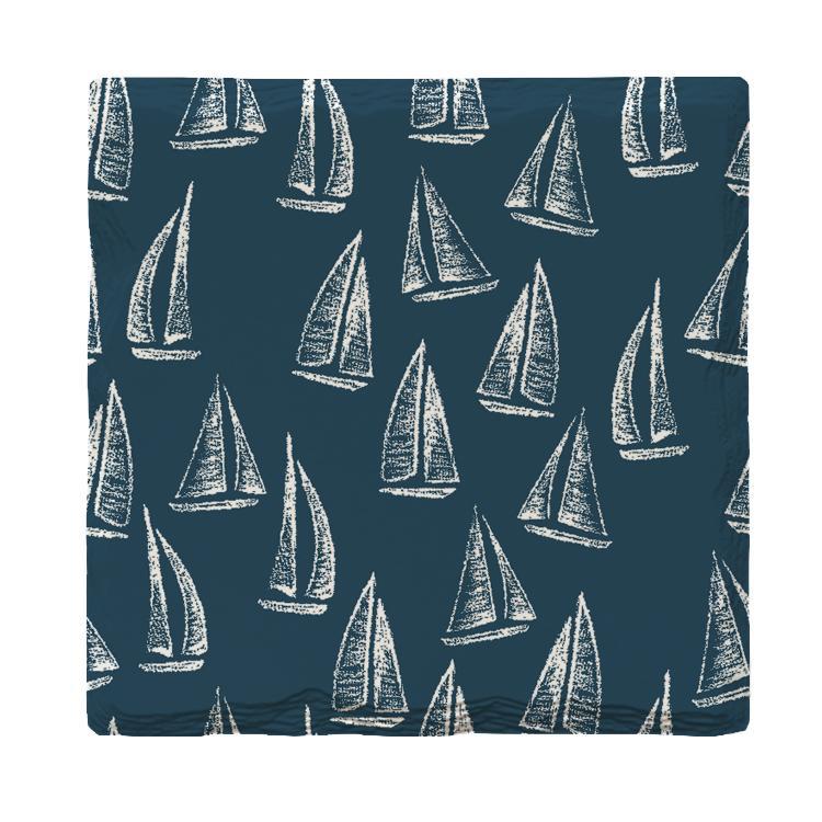 Navy Blue Sailboat Pattern | Drink Coaster Set