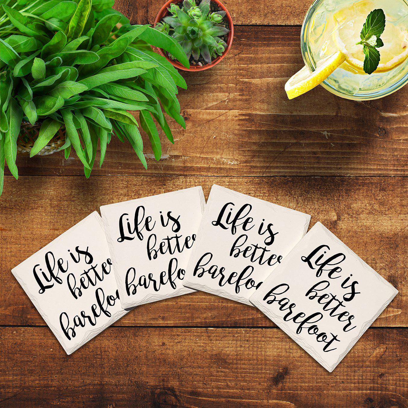 Life Is Better Barefoot | Drink Coaster Set