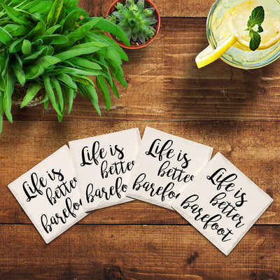 Life Is Better Barefoot | Drink Coaster Set