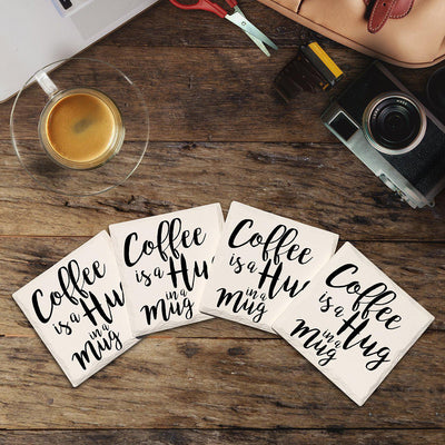 Coffee is a Hug in a Mug | Drink Coaster Set