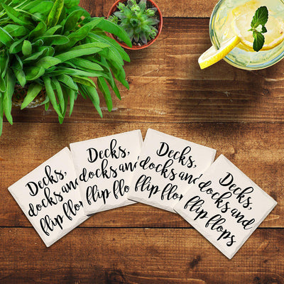 Decks, Docks and Flip Flops | Drink Coaster Set