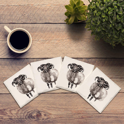 Watercolor Sheep | Drink Coaster Set