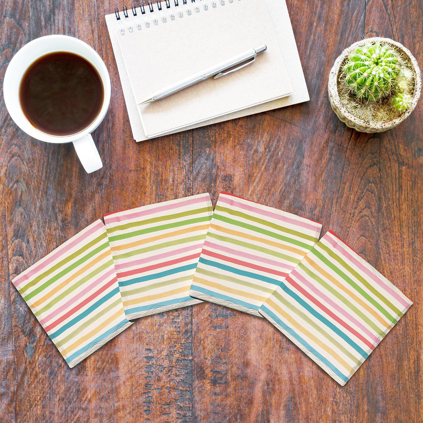 Rainbow Stripes | Drink Coaster Set