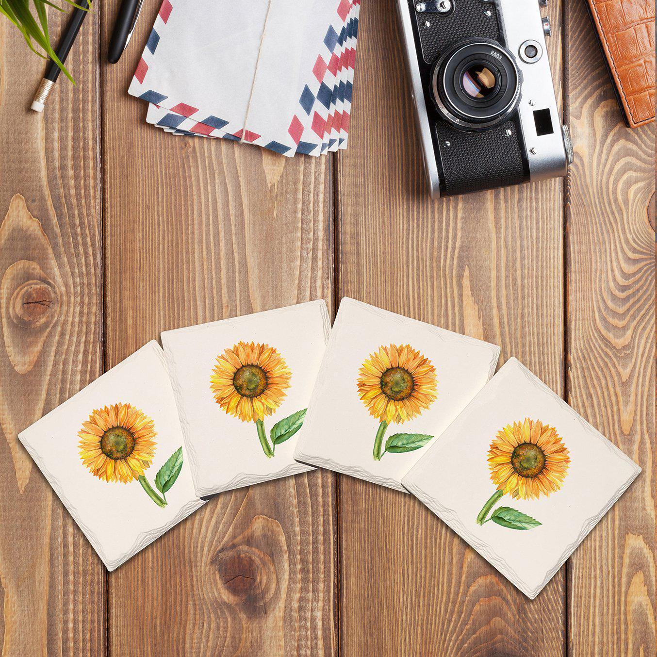 Single Sunflower | Drink Coaster Set