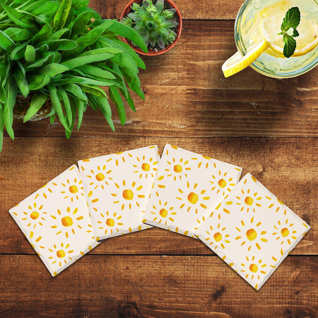 Cute Sun Pattern | Drink Coaster Set