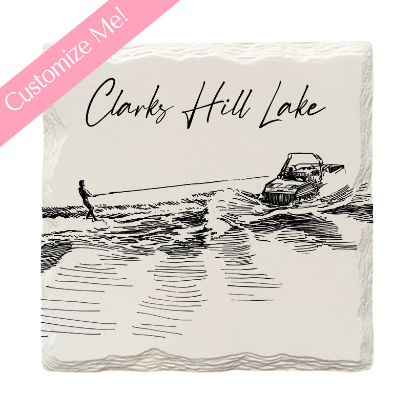 Customizable Drawn Water Skiing | Drink Coaster Set