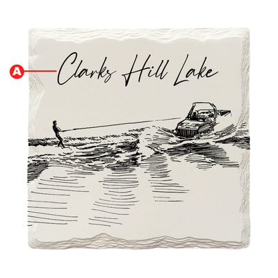 Customizable Drawn Water Skiing | Drink Coaster Set