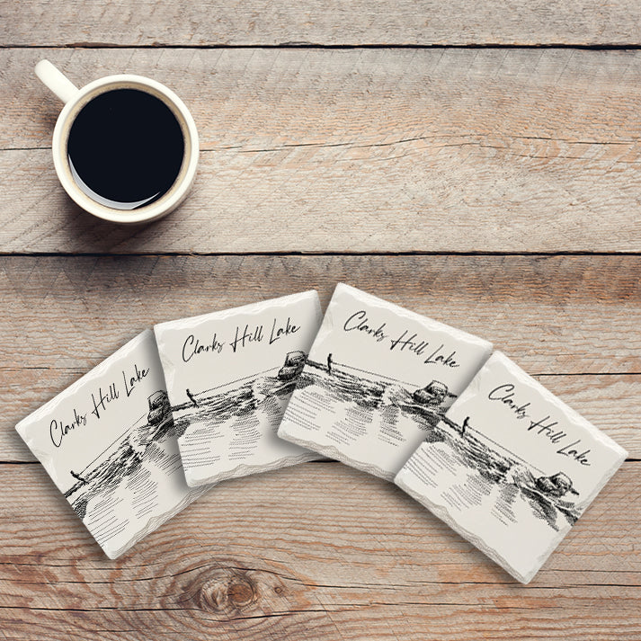 Customizable Drawn Water Skiing | Drink Coaster Set