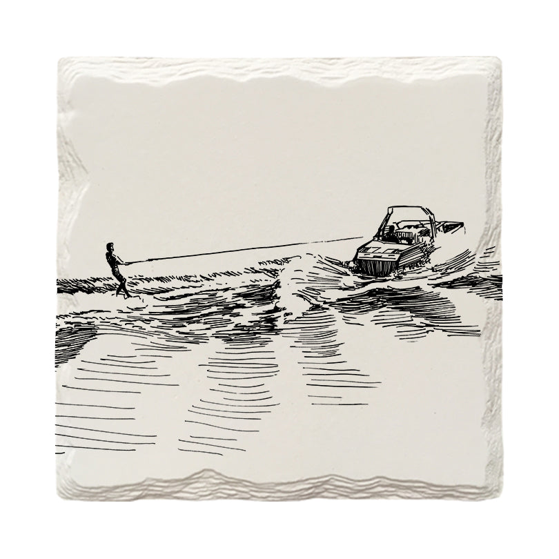 Drawn Water Skiing | Drink Coaster Set