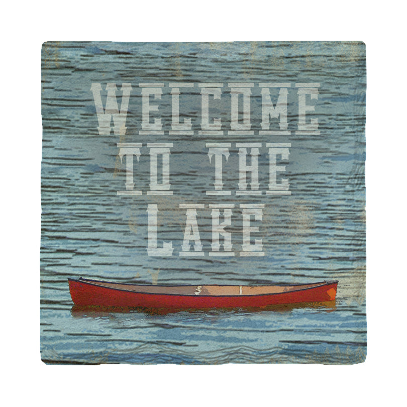 Welcome To the Lake | Red Canoe | Drink Coaster Set