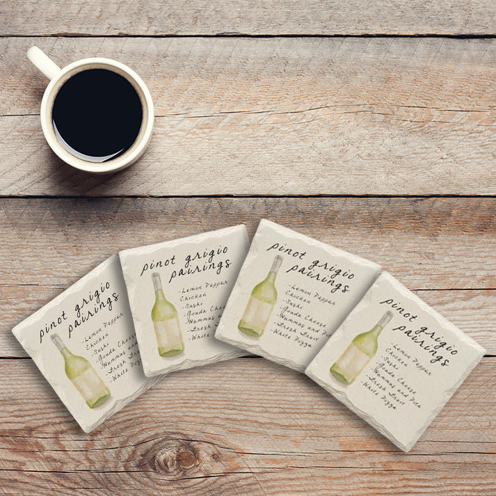 Pinot Grigio Pairings | Drink Coaster Set | Wine