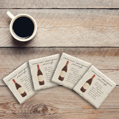 Cabernet Sauvignon Pairings | Drink Coaster Set | Wine