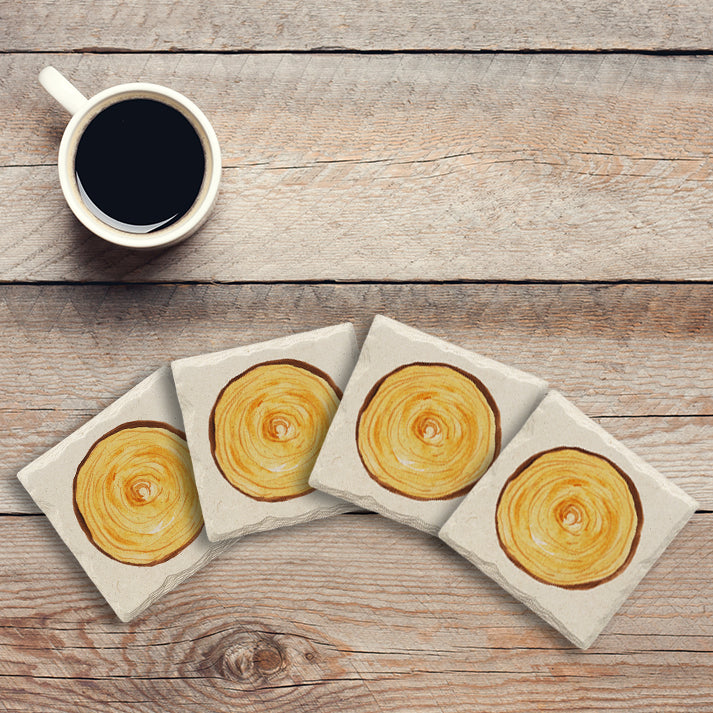 Wood Rings | Drink Coaster Set | Watercolor